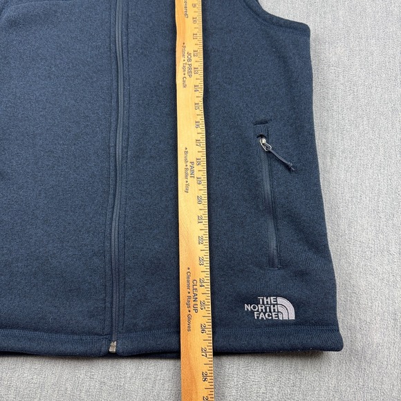 The North Face Vest Mens Medium‎ Blue Full Zip Fleece Sleeveless Sweater Logo - Picture 9 of 11
